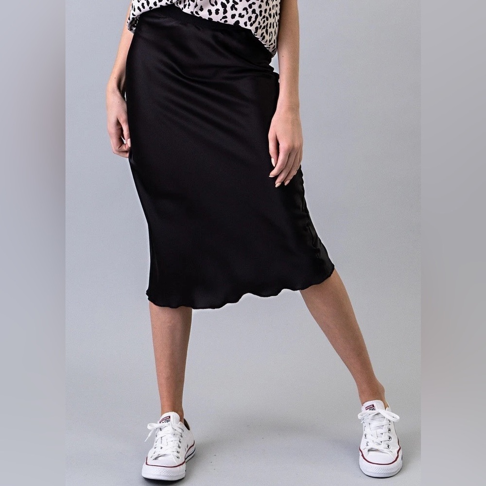 Black Satin Slip Skirt